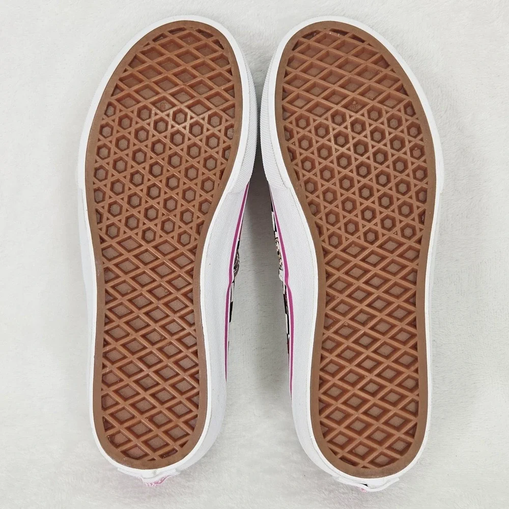 Vans Shoes Kids 3 Black White Pink Donut Heart Checkerboard Low Top Skater